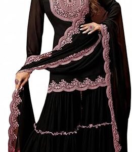 TRENDMALLS Women's Georgette Embroidery Sequence work Kurta Sharara Set